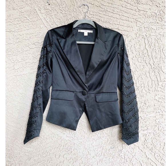 CHELSEA & VIOLET Rhinestone Studded Tuxedo Blazer - Picture 3 of 5